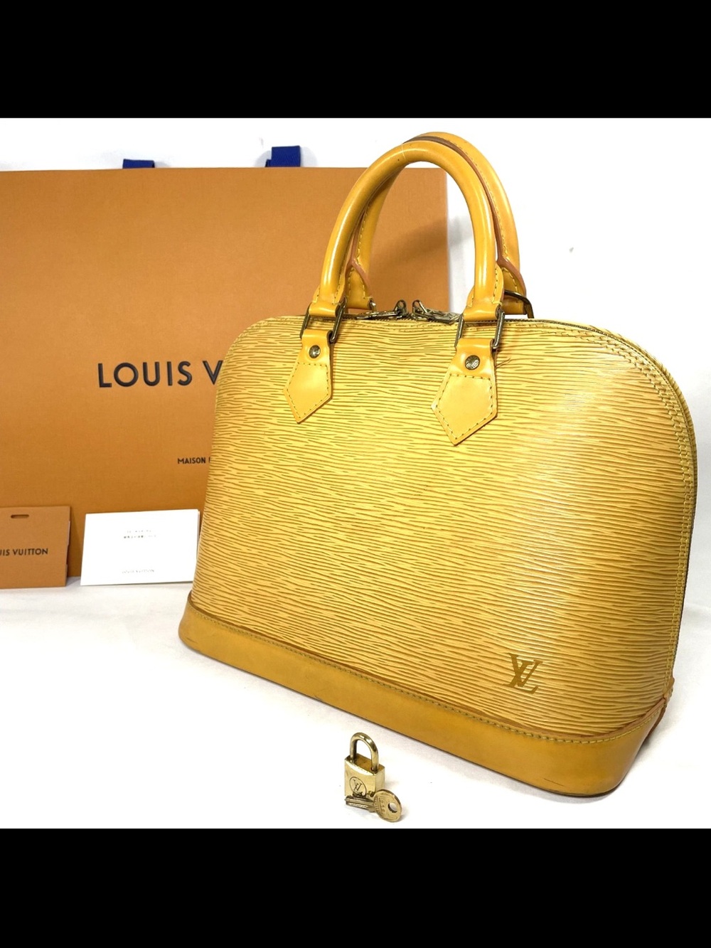 Louis Vuitton Yellow Epi Alma Satchel